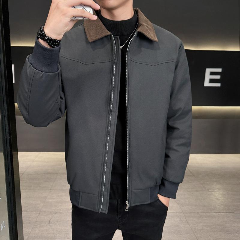 Printable Administrative Business Anti-wrinkle Down Jacket Men's Winter Lapel% White Duck Down Casual Cold-resistant Jacket Men