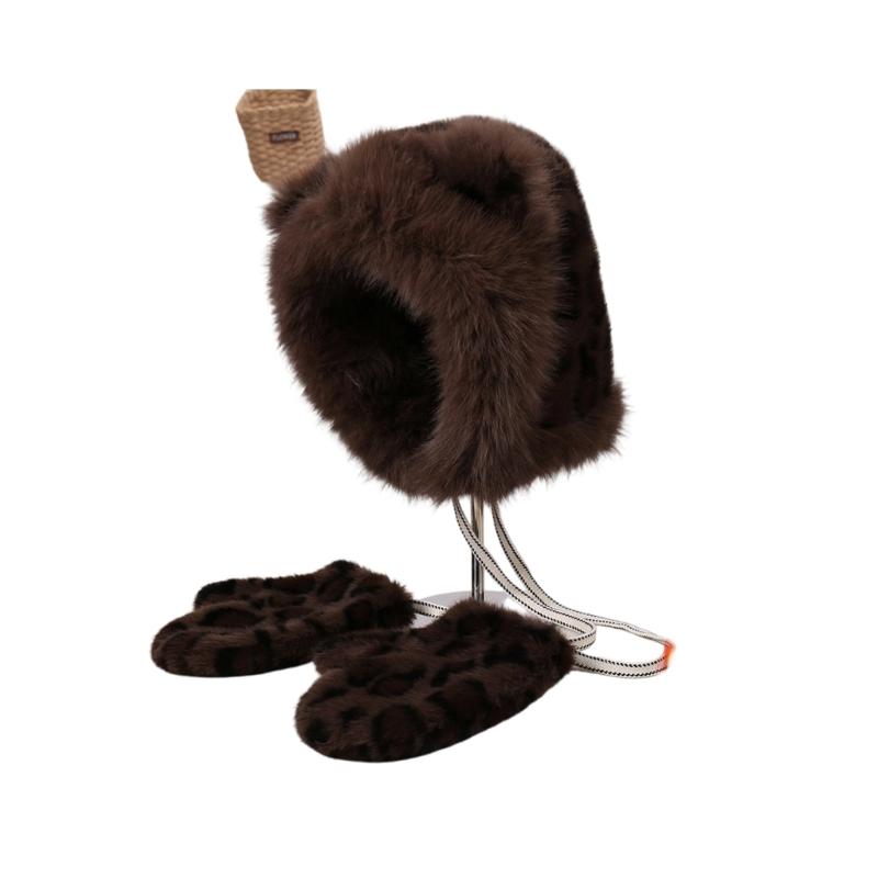 

Шапка-ушанка с леопардовым принтом, унисекс, удобная, теплая зимняя, для зимнего спорта OS кофейный