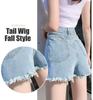 Trendy High-Waisted Light Fringe Denim Shorts for Women - Loose, Slim-Fit, Ripped A-Line Summer Style