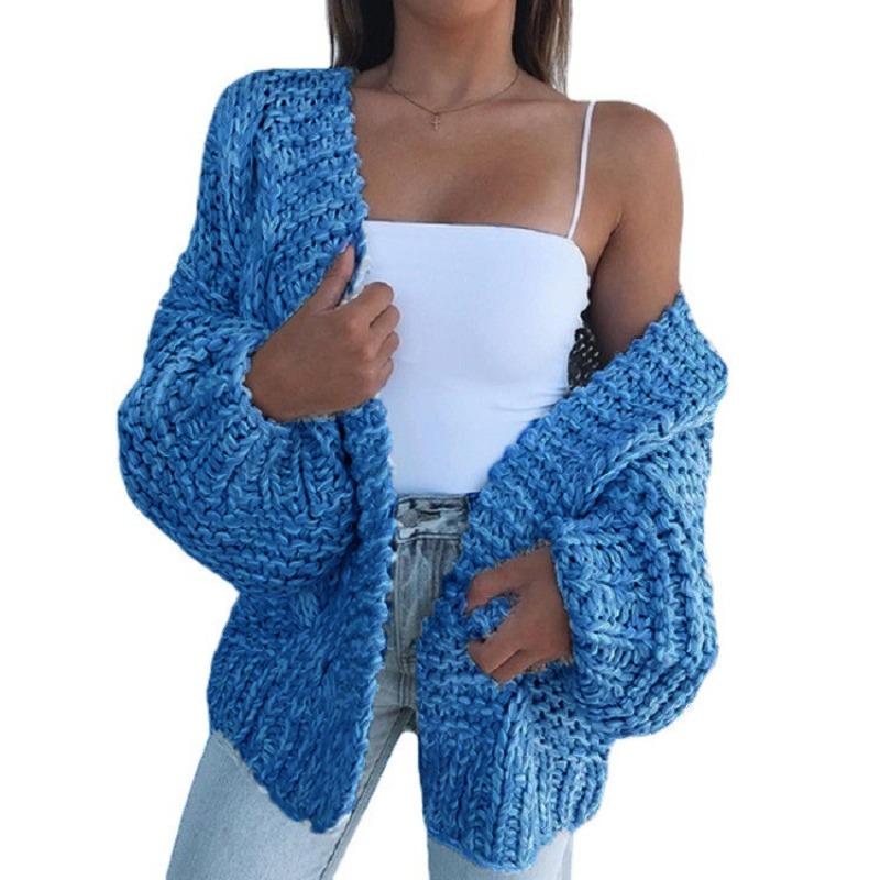 Plus Size Women Winter Autumn Warm Cardigan Long Sleeved Loose Casual Knitted Sweater