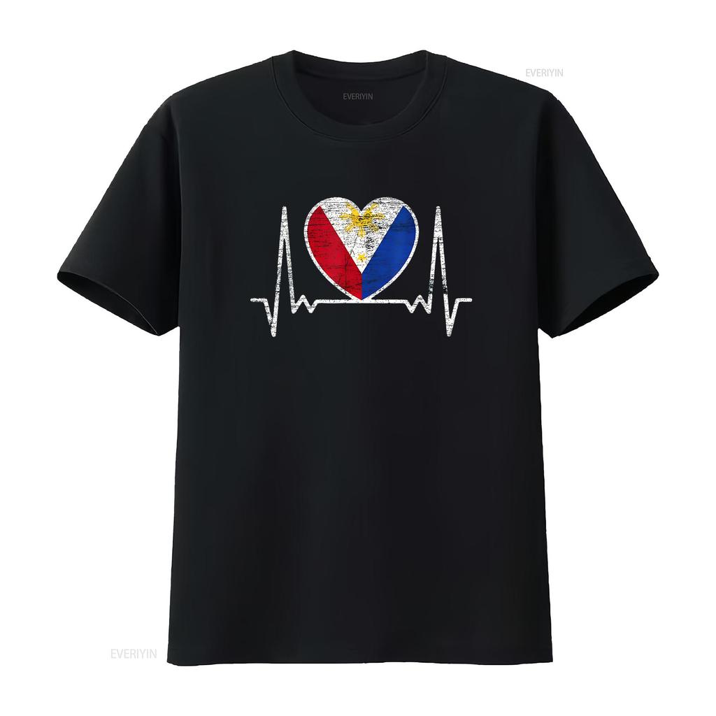 Unisexs Filipino Heartbeat Philippines T Shirt Black Vintage Washed Graphic Soft Stretched Designer Clothes Casual Breathable
