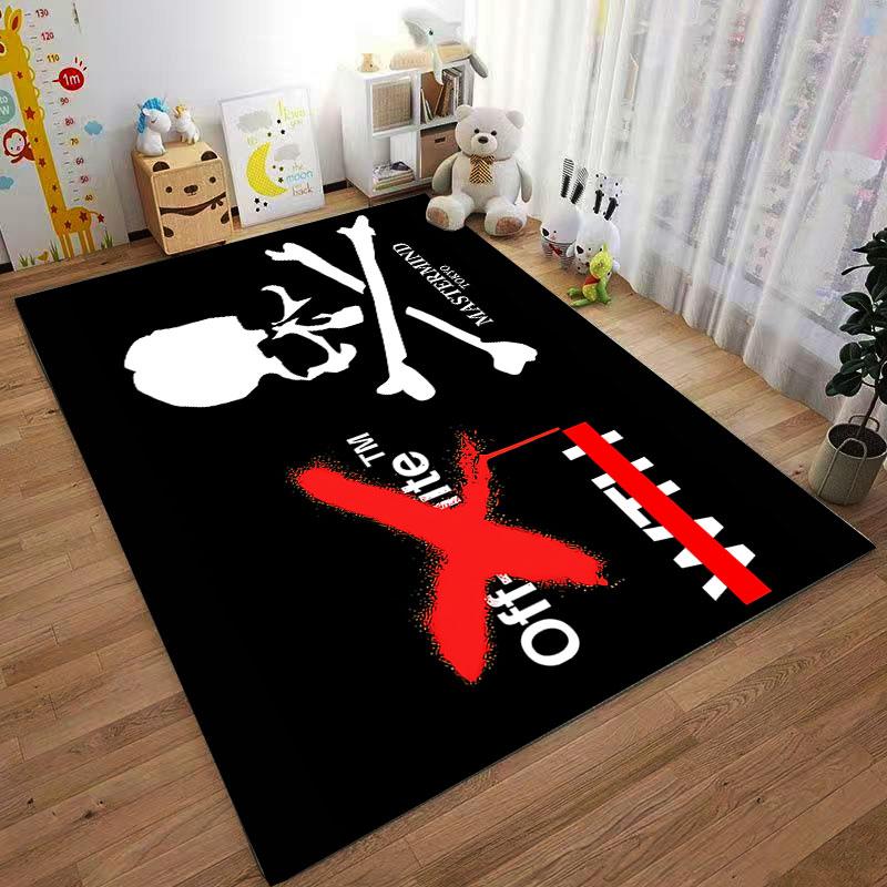Skull Crossbones & Red X Carpet suitable as a non-slip mat for the living room or bedroom sofa