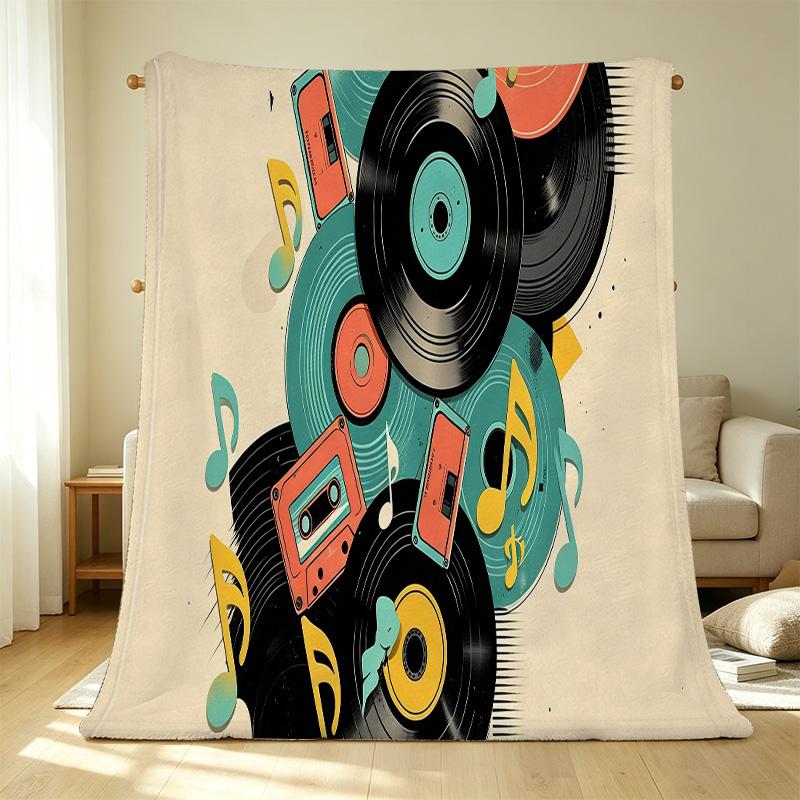 Music Series High-Density Plush Fleece Throw Blanket – Soft Warm Cozy for Home, Sofa Naps, Car Use, Ideal for Christmas & Halloween.