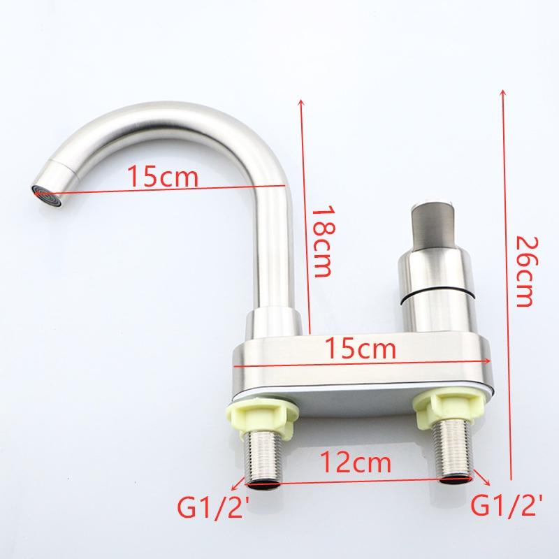 304 Stainless Steel Brushed Bath Basin Faucet Sink Mixer Taps Vanity Hot and Cold Water Mixer Bathroom Faucets