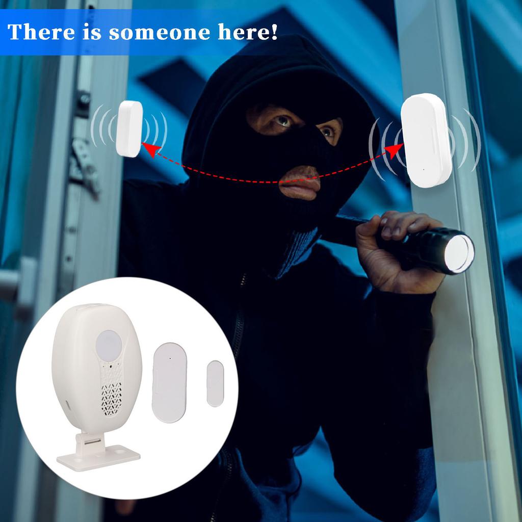 Wireless Door Sensor Alarm Magnetic Induction 98.4FT Range 80dB Door and Window Open Alert for Home Business Store Security