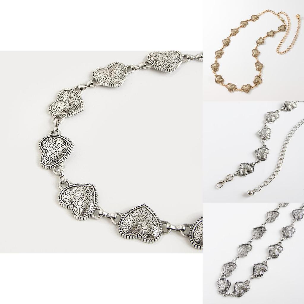 Heart Shaped Metal Carved Waist Chain For Women With Bohemian Design For All Seasons