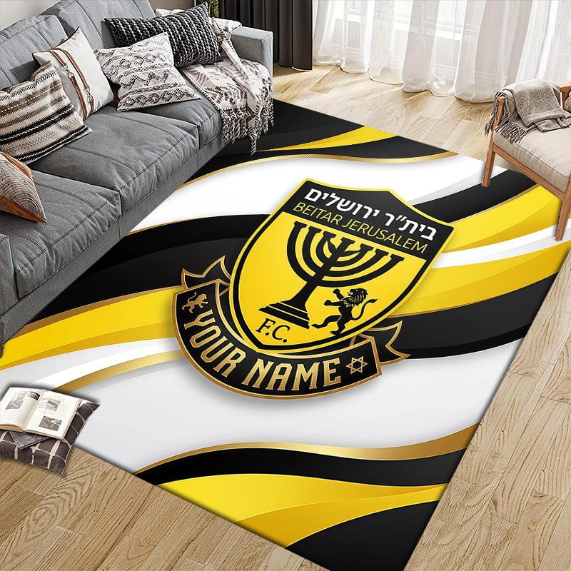 Benutzerdefinierter Name Beitar Jerusalem Flanellmuster Quadratischer Teppich, Läufer, Teppich für Wohnzimmer Schlafzimmer Sofa Spielzimmer Dekor, Rutschfeste Fußmatte