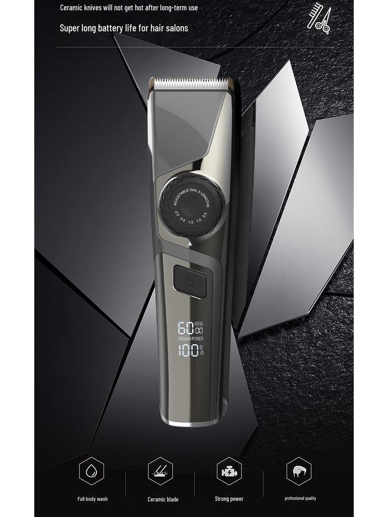 Fast-Charging Electric Hair Clipper with LCD Display and Ceramic Blade for Home Use