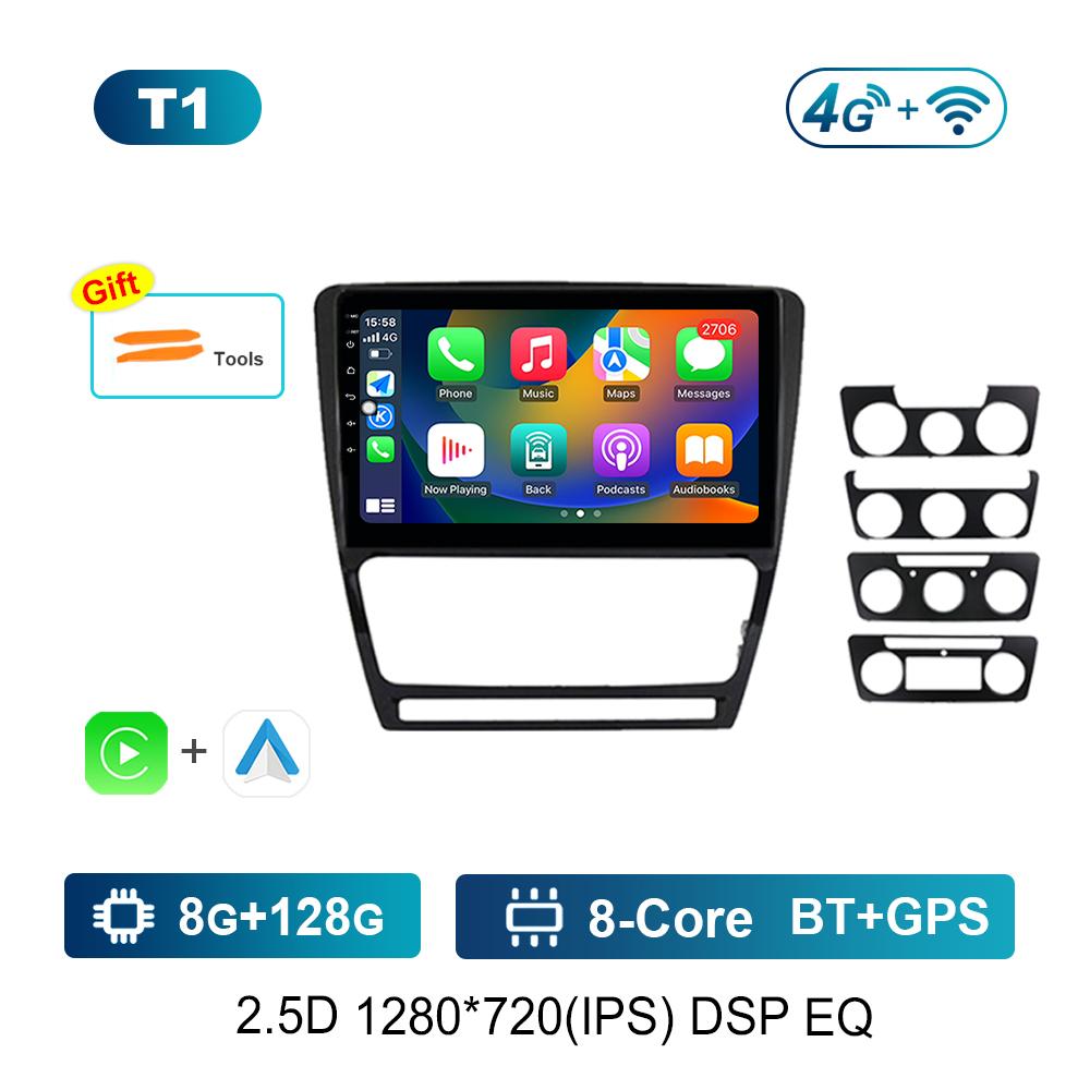 Car Video Multimedia Player GPS for Skoda Octavia 2 A5 2004 - 2013 Carplay WiFi Android Intelligent System 4G HD Touch Screen