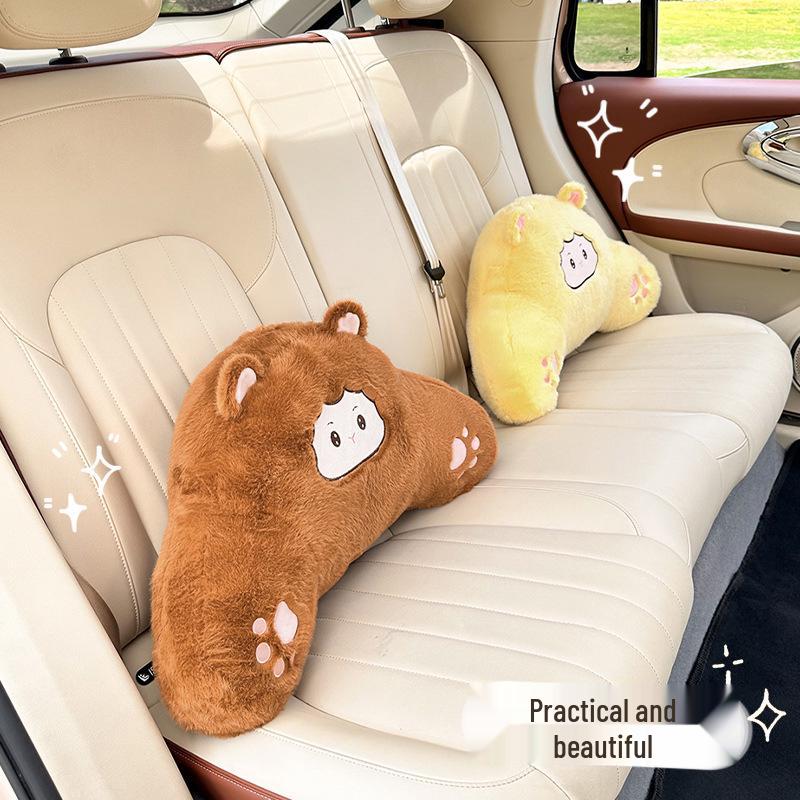 Plush Monkey Car Headrest & Lumbar Pillow - Comfortable, All-Season Support Cushion