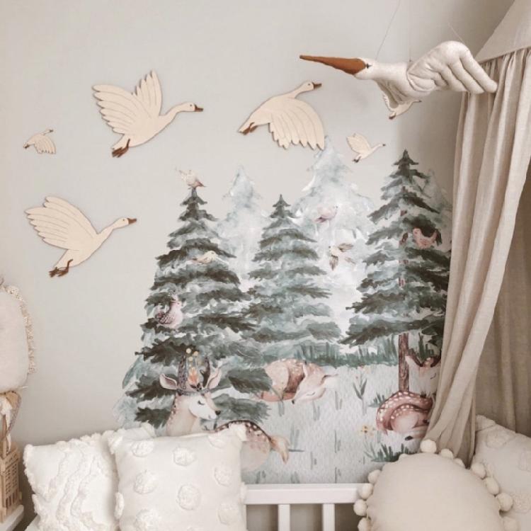 Set Of 6 Elaborate Cygnet Wall Decal Wood Flying Birds Perfect For Children Room And Art Collectors