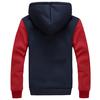 Men's Warm Fleece Hooded Jacket, Autumn And Winter Casual Color Blocking Jacket Coat
