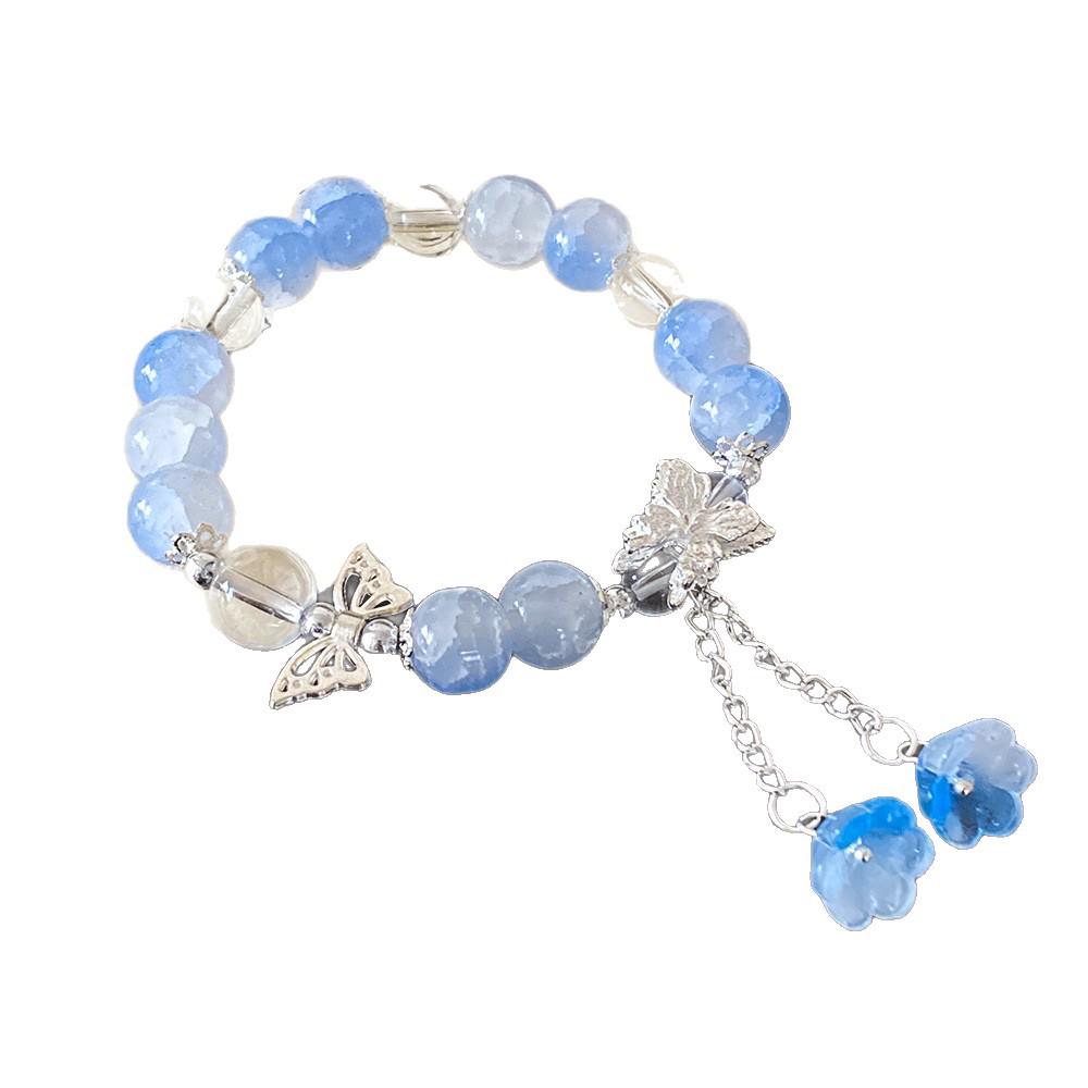 Popcorn Flower Butterfly Bracelet - Sweet Forest Style Glass Beaded Bracelet for Women or Best Friend Gift