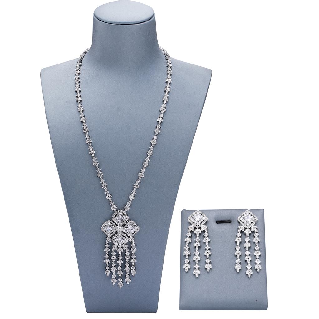 2024 New Arrival Bridal Jewelry Sets Platinum Plated Zircon Dubai Longchain Women Wedding Party Gift Accessories Design