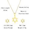 Punk Star of David Pendant Necklace Earrings Set Gold Color Stainless Steel Jewish Hexagram for Women Religious Jewelry Set