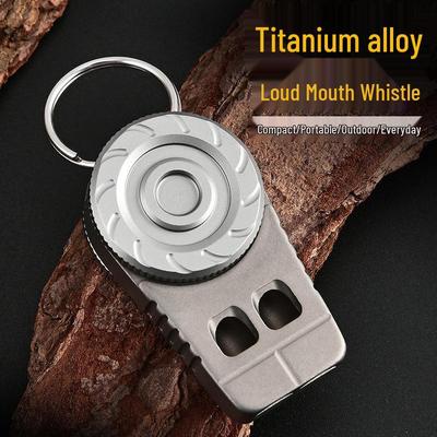 Titanium Alloy Outdoor Camping Double Hole Lifesaving Whistle Keychain
