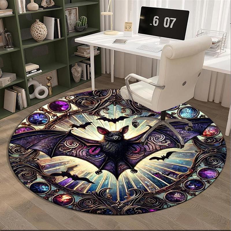 Fantasy Bat Artwork round carpet Chair cushion Round Entryway Rug, Soft Round Rugs for Living Room, Bedroom, Circle Carpet decor gifts