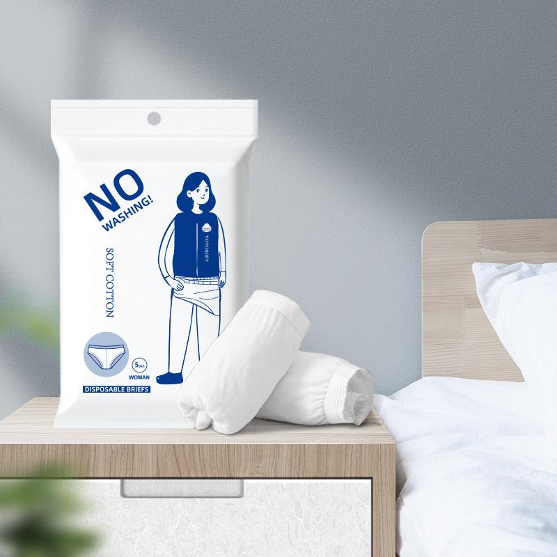 100% Cotton Disposable Underwear, Sterile Individually Wrapped Panties for Travel, Hotel, Business Trip, Postpartum белый