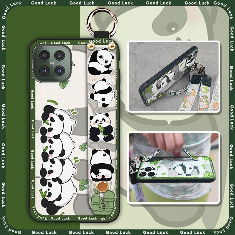 Durable Cute Phone Case For Cubot C30 Wrist Strap Anti-knock Cartoon Anti-dust Fashion Design Kickstand Waterproof Panda