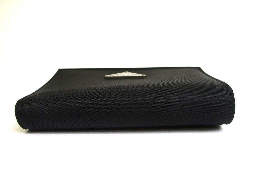 Authentic PRADA Black Nylon and Leather Trifold Wallet Purse #a578  Open box
