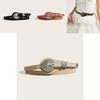 Ethnic Style Solid Color Oval Metal Buckle Decoration Suede Women Casual Belt For Retro Style