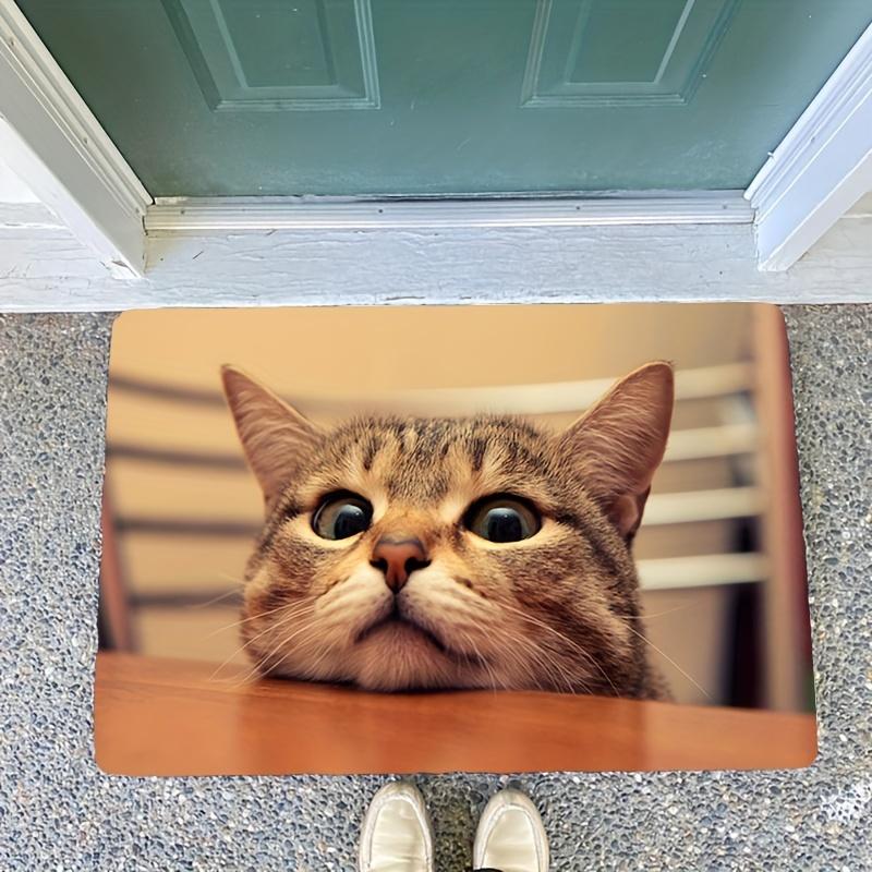 Cute Cartoon Cat Mat, Non-Slip Sponge Floor Rug, Soft Washable Door Mat for Bedroom Kitchen Bathroom
