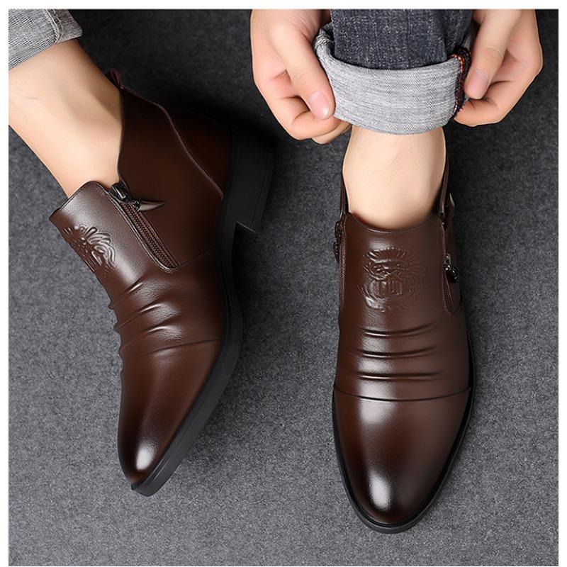 Fashion Designer New Platform Leather Chelsea Boots for Men Fashion Soft-soled Men's Luxury Dress Shoes Autumn Winter Male Ankle Boots