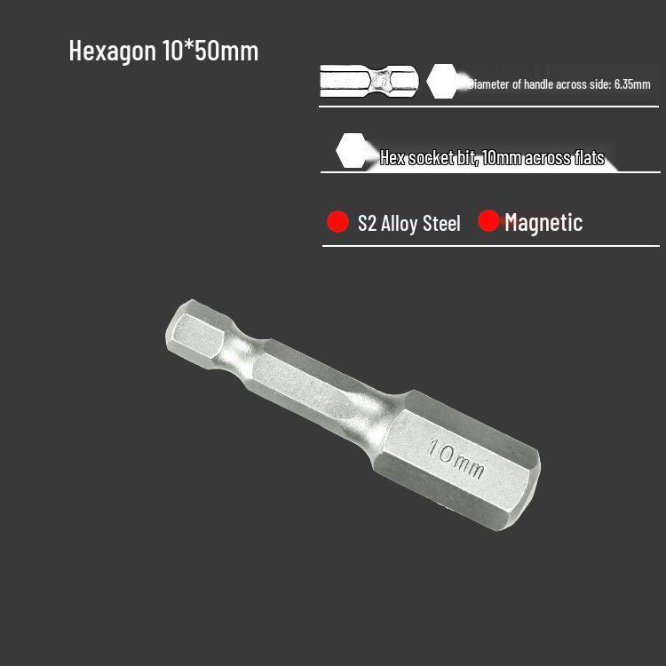 S2 Strong Magnetic Hex Socket Bit - High Strength, Shock Resistant for Hand Drills and Electric Screwdrivers