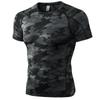 Men Gym Workout Short Sleeve Compression Shirt Tight Fit Quick Dry Athletic Top Black Red
