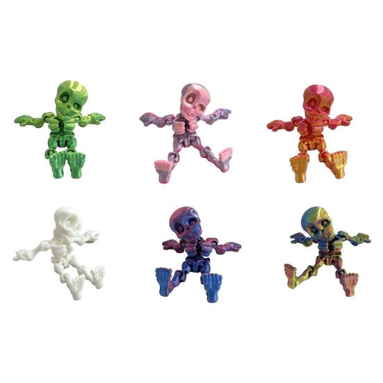 5Pcs/Set Human Skeleton Ornament Mini Halloween Skeleton Figurine with Movable Joints Poseable Articulated Skeleton Decoration