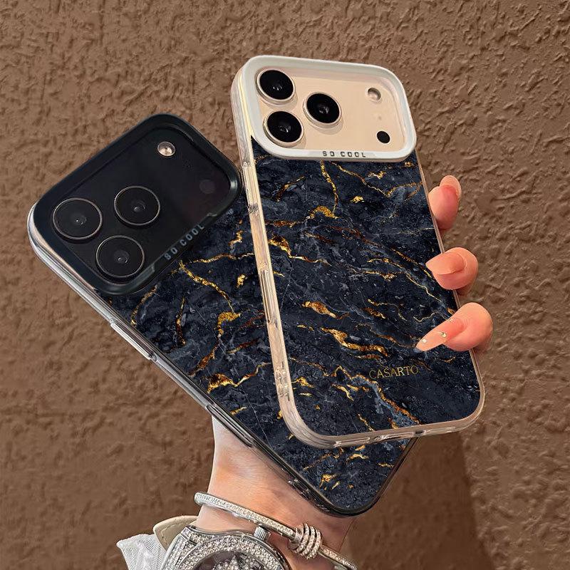 Marble Texture Silver Phone Case for iPhone 13 Pro/14/15/16/17 Pro Max