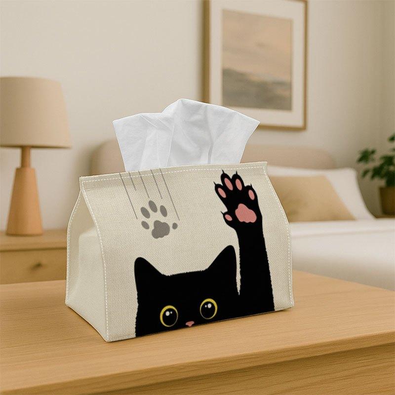 1pc Adorable Cat Tissue Box Holder with Paw Print Design - Sturdy Fabric Napkin Organizer Suitable for Kitchen, Dining Table & Decor, Compact Suitable