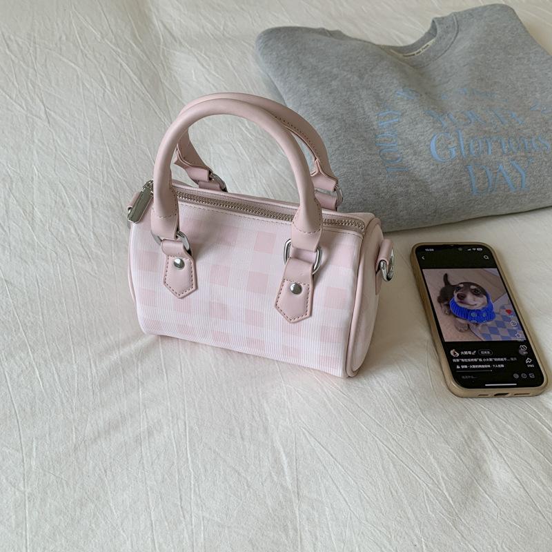 

Клетчатая сумка-цилиндр женская 2025 новая сумка модная маленькая свежая сумка на плечо сумка через плечо сумка-подушка женская сумка