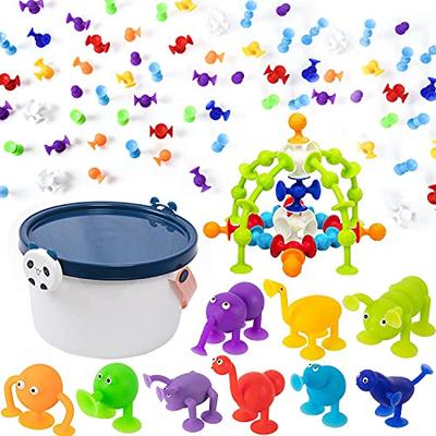 118 Squigs Suction Cup Building Blocks for Kids, DIY Bath Toys, Birthday Gifts for Boys and Girls