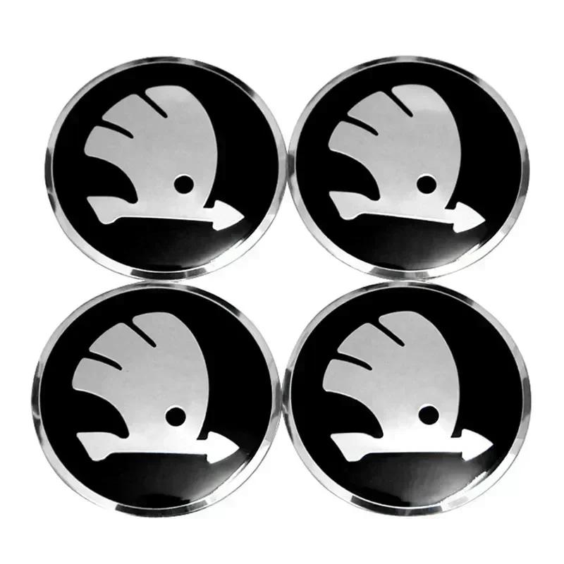 4Pcs 56mm Car Hub Cap Badge Logo Decal For Skoda Octavia KAMIQ KODIAQ SUPERB RAPIDFABIA YETI Wheel Sticker Styling AccessoriesCQ1