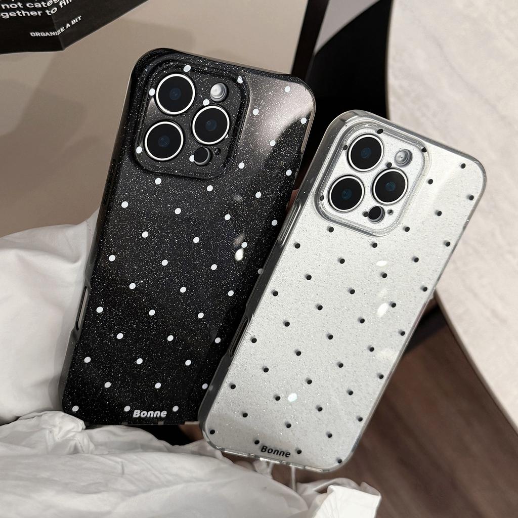 Simple Polka Dots Suitable for Apple 16 Promax Mobile Phone Case Iphone15 Personality 14 Glitter 13 High End Retro