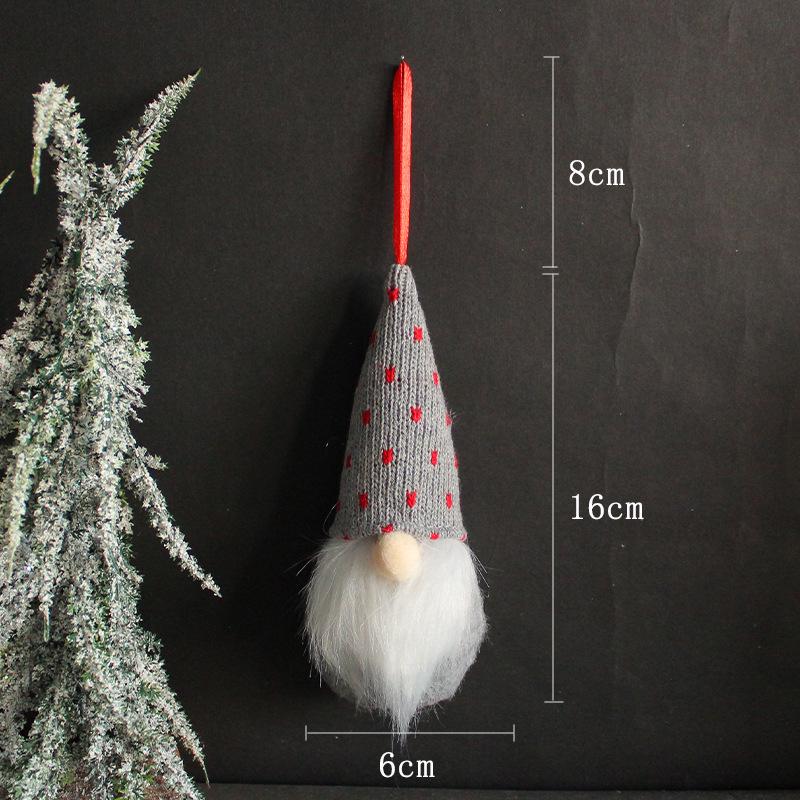 Knitted Wool Christmas Faceless Forest Doll Ornament - Small Tree Pendant