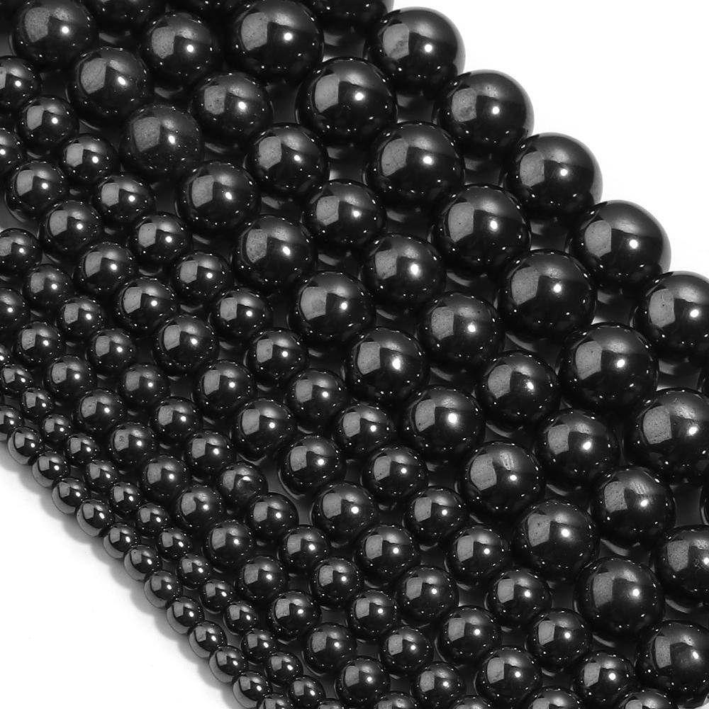 1 Strand 4/6/8/10/12mm Natural Black Hematite Stone Beads Magnetic Round Loose Beads For Jewelry Making DIY Bracelet Necklace