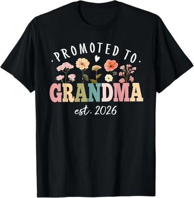 Zur Oma befördert Est 2026 Florales Zukünftige Oma T-Shirt