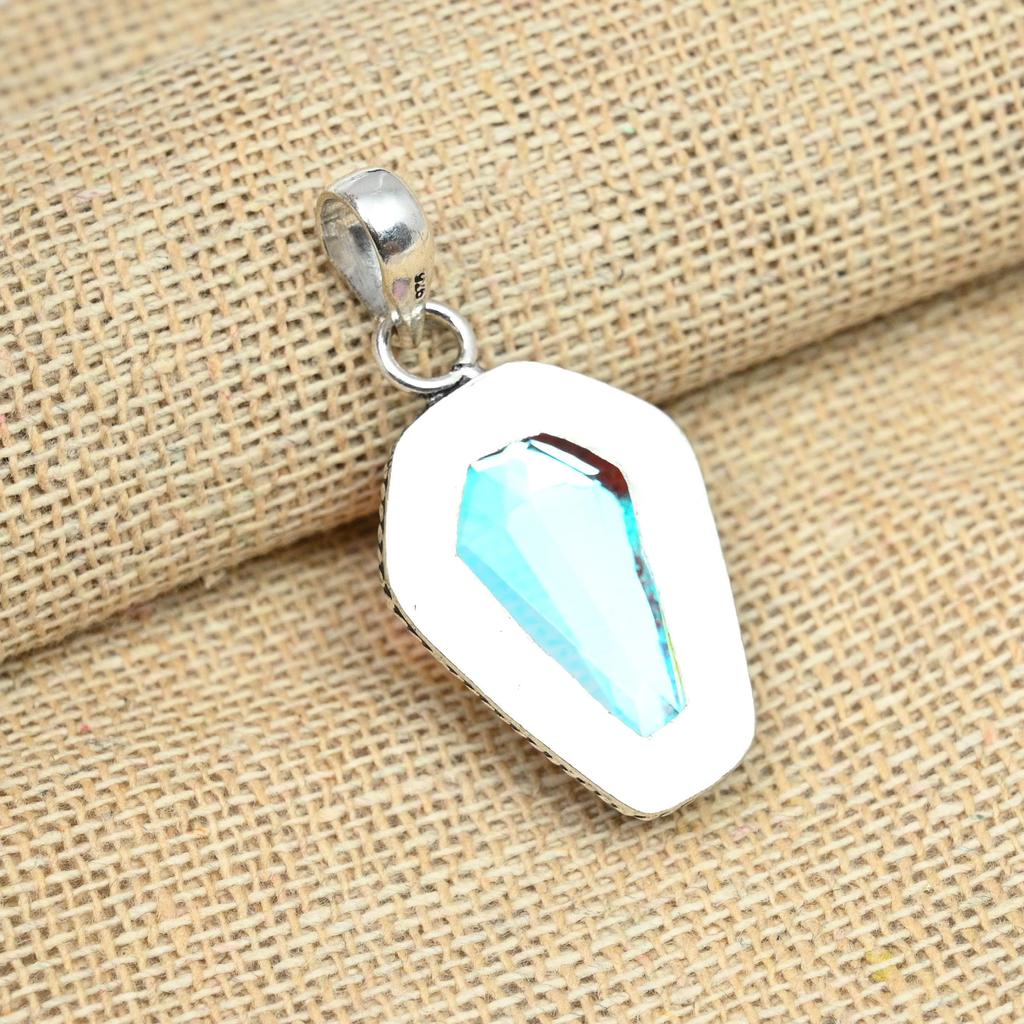 925 Sterling Silver Rainbow Mystic Topaz Gemstone Handmade Pendant Jewelry For Wedding Gift