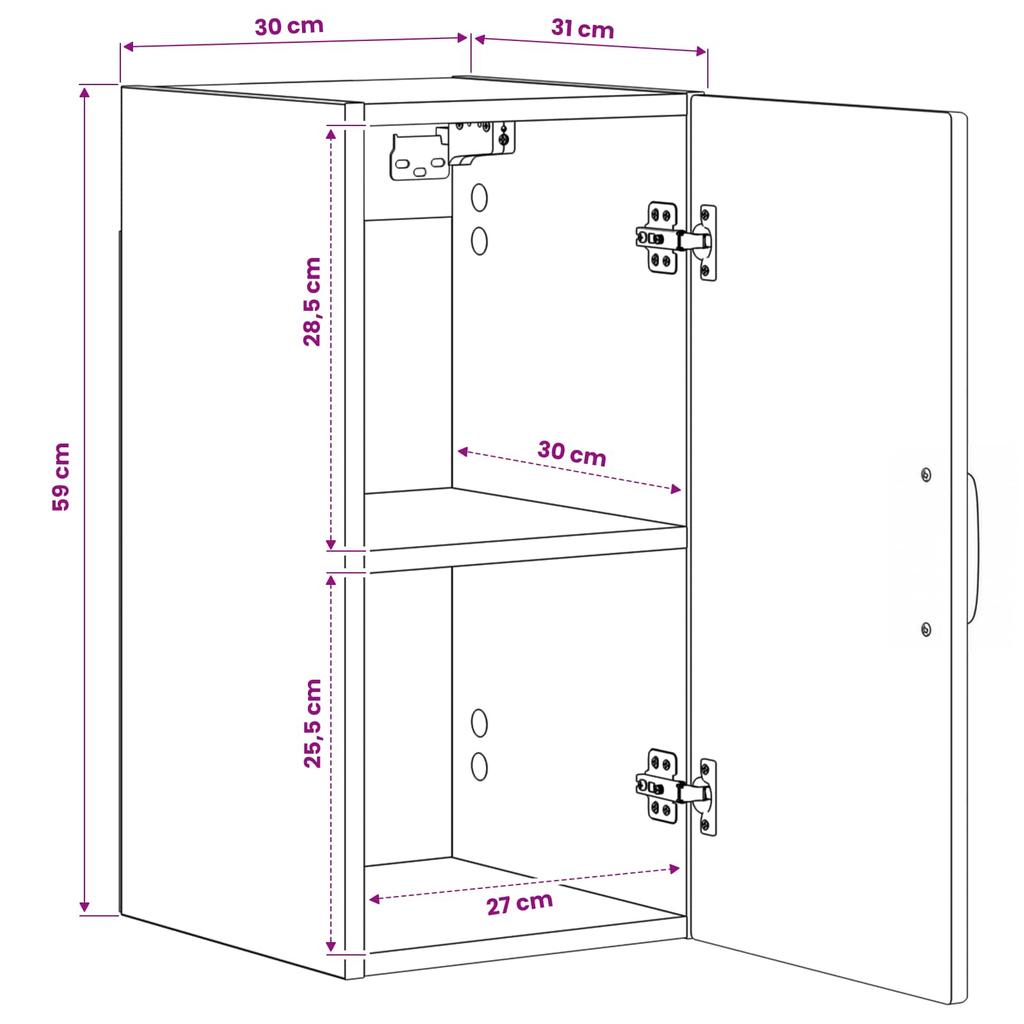 HAARLEM Bathroom Wall Cabinet Glossy White 30 X 31 X 59 Cm