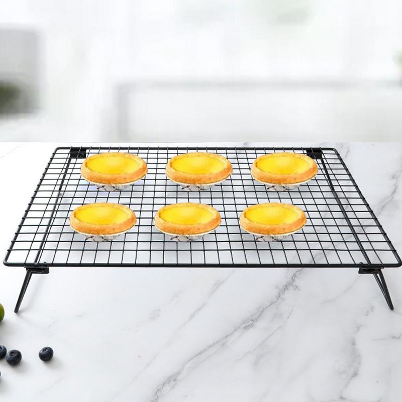 2 Pieces High Carbon Steel Cake Cooling Rack Non-stick Cooling Grid Tray Cookie Biscuits Bread Muffins Cake Cooler Rack Stand