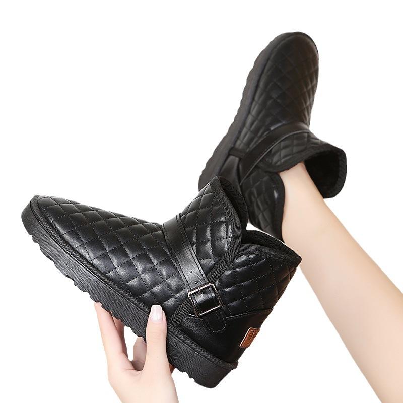 Thick Plush Winter Keep Warm Boots for Women Non-slip Waterproof Snow Boots Woman Flat Heels Warm Cotton Padded Shoes