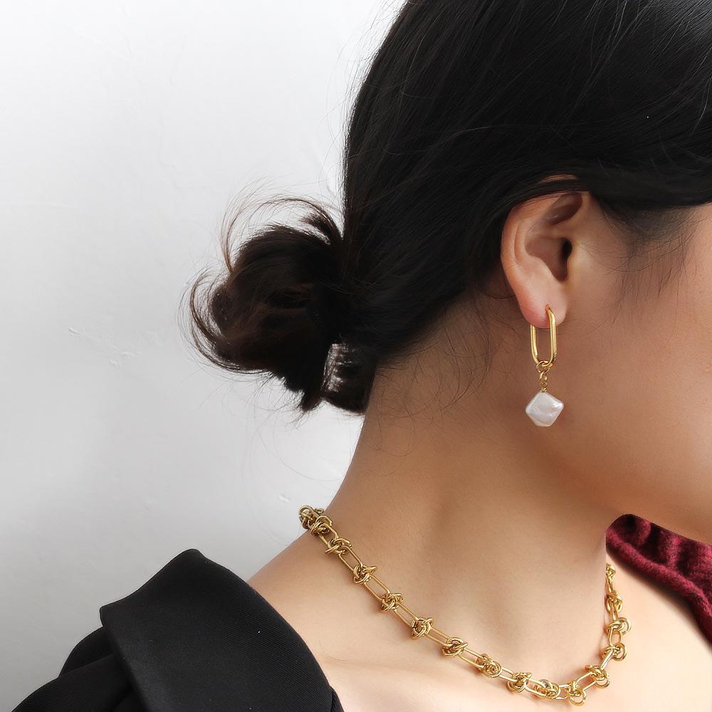 Baroque Pearl Earrings: Women's Stainless Steel, Trendy Summer Style