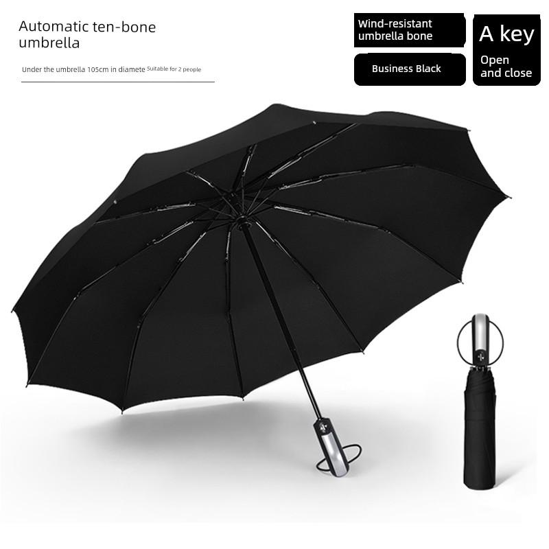 24 Bone Automatic Umbrella Men's and Women's Folding Sun Umbrella Extra Large Solid Rain Dual-Use Sun Protection UV Protection Sun Umbrella