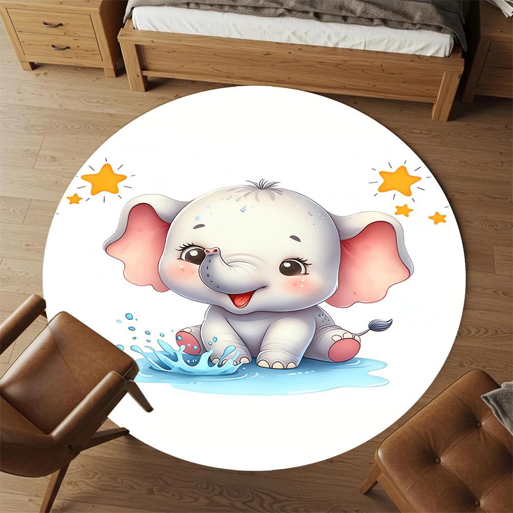 1pc baby elephant water Round Chair mat Area Rug - Non-Slip, Floor Mat for Office, Bedroom, and Indoor Decor c1118080