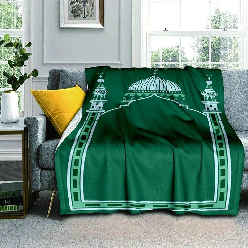 Müslüman Namaz HD Yumuşak Peluş Yatak Atma Karikatür Piknik Ince Battaniye Modern Flanel Battaniye Kapak Gedruckt Bettdecke Geschenk