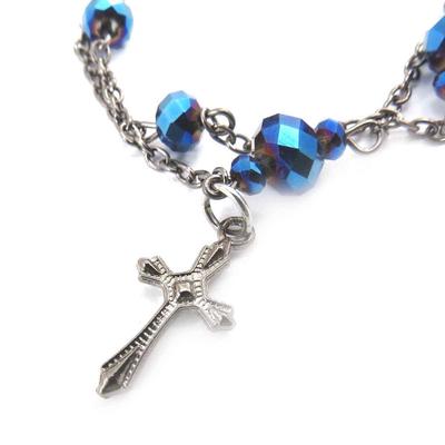 [J8007] - Bracelet créateur 'Croix Mystique' bleu