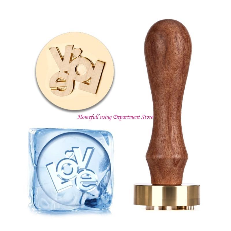 Retro Carved Metal Ice Stamper Handle Ice Embossing Tool For Ice Desserts Chocolate Cocktails Party Supplies