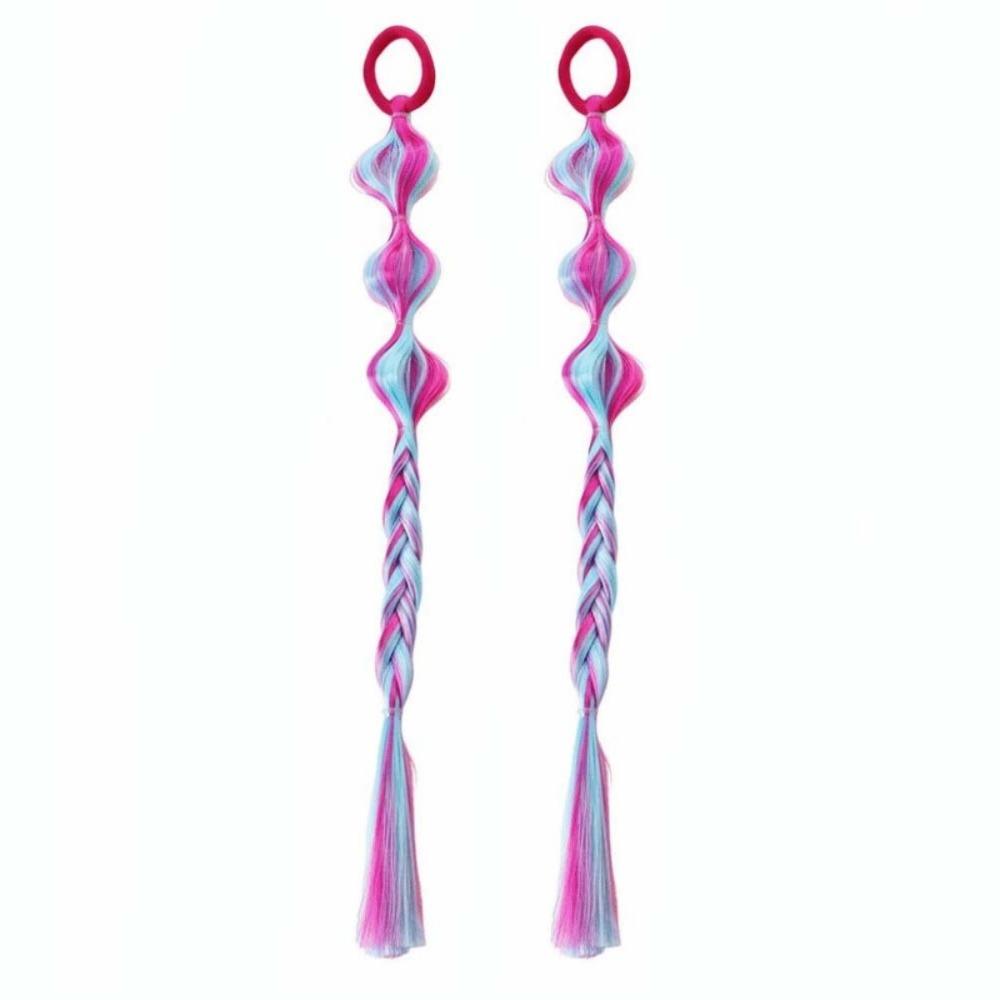 

2pcs Colorful Stage Painted Hair Ties Hair Extension Girls Wig Hairbands Daily Style 5